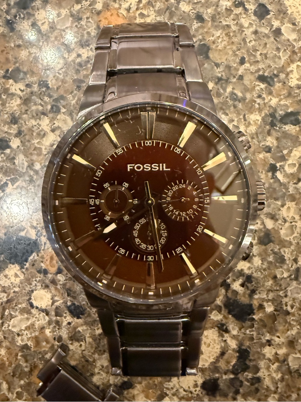 Fossil Men's chronograph watch, brown/bronze. EUC